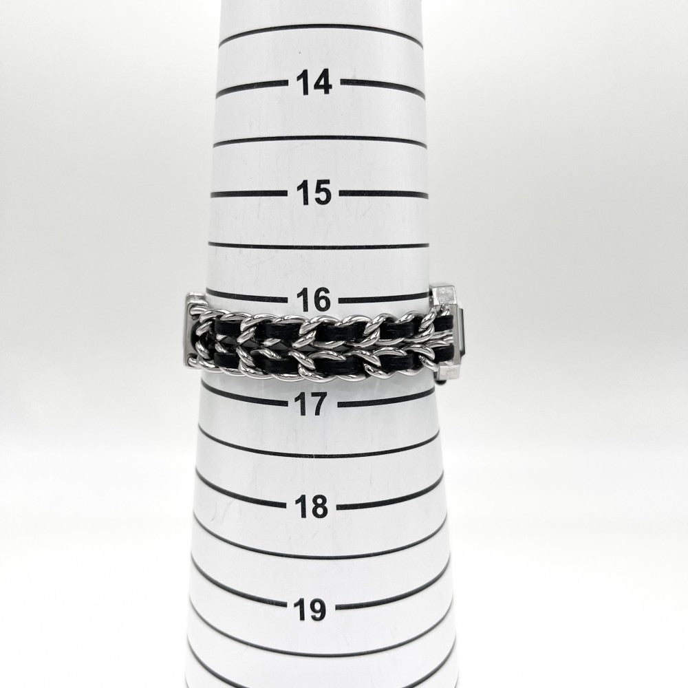 【開店SALE】 CHANEL シャネル 腕時計 プルミエールL ウォッチ 電池式 黒文字盤 SS QZ クオーツ ステンレススチール レザー シルバー ブラック 黒 レディース【中古品】