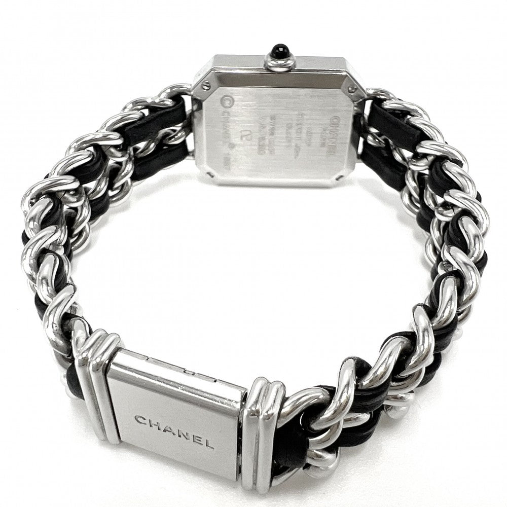 【開店SALE】 CHANEL シャネル 腕時計 プルミエールL ウォッチ 電池式 黒文字盤 SS QZ クオーツ ステンレススチール レザー シルバー ブラック 黒 レディース【中古品】