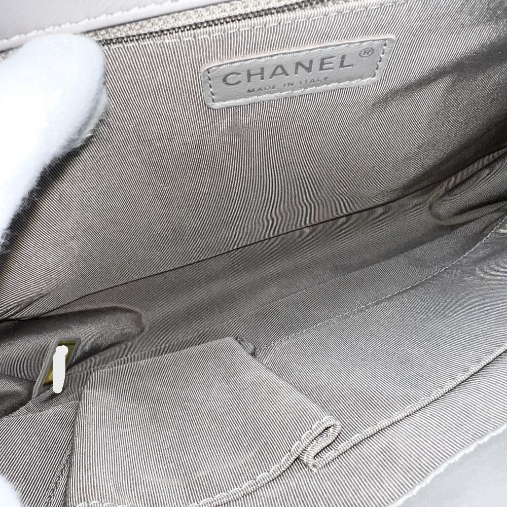 CHANEL シャネル ショルダーバッグ マトラッセ ラージ ボーイシャネル ココマーク BOY CHANEL ラムスキン グレー系 シルバー金具 レディース【中古品】