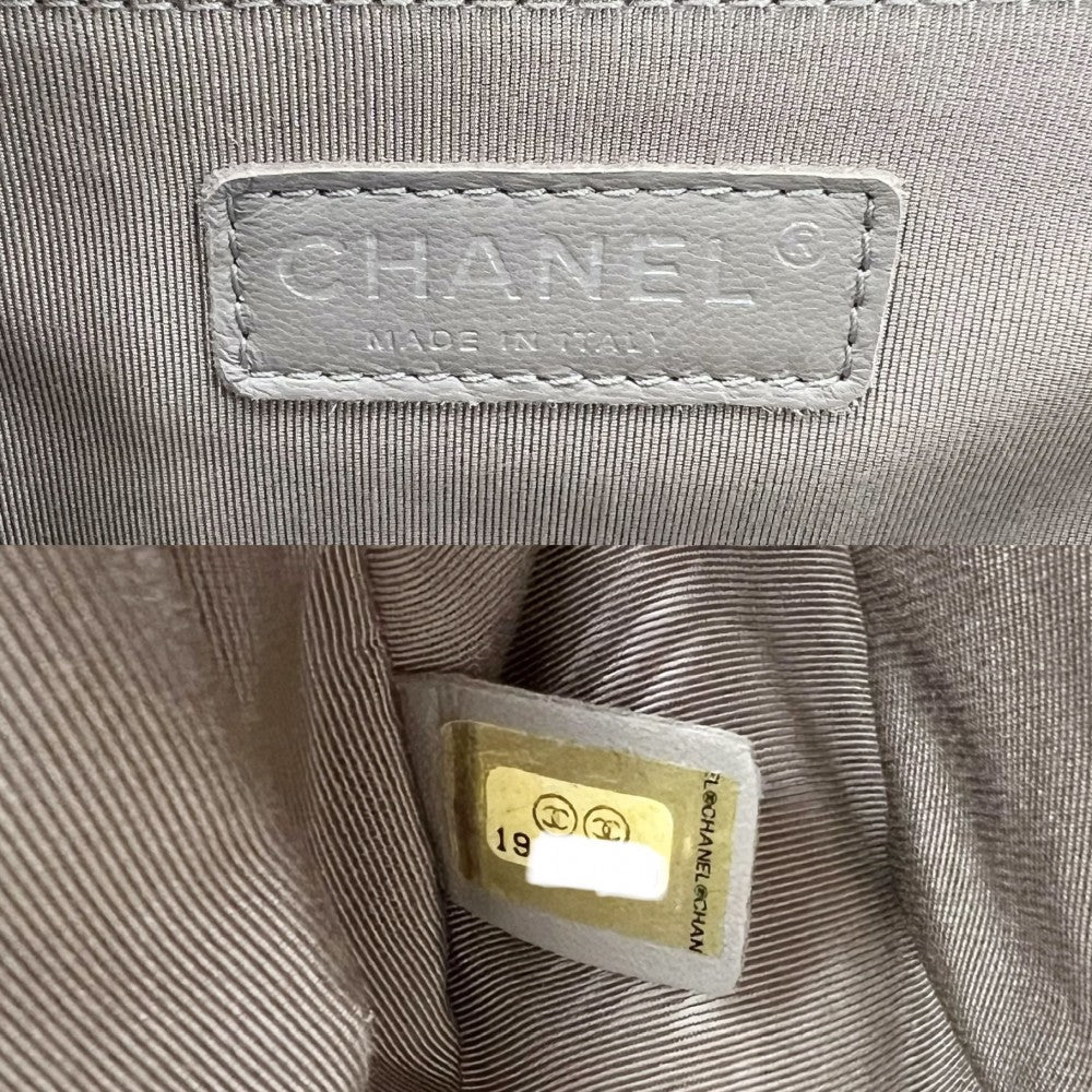CHANEL シャネル ショルダーバッグ マトラッセ ラージ ボーイシャネル ココマーク BOY CHANEL ラムスキン グレー系 シルバー金具 レディース【中古品】