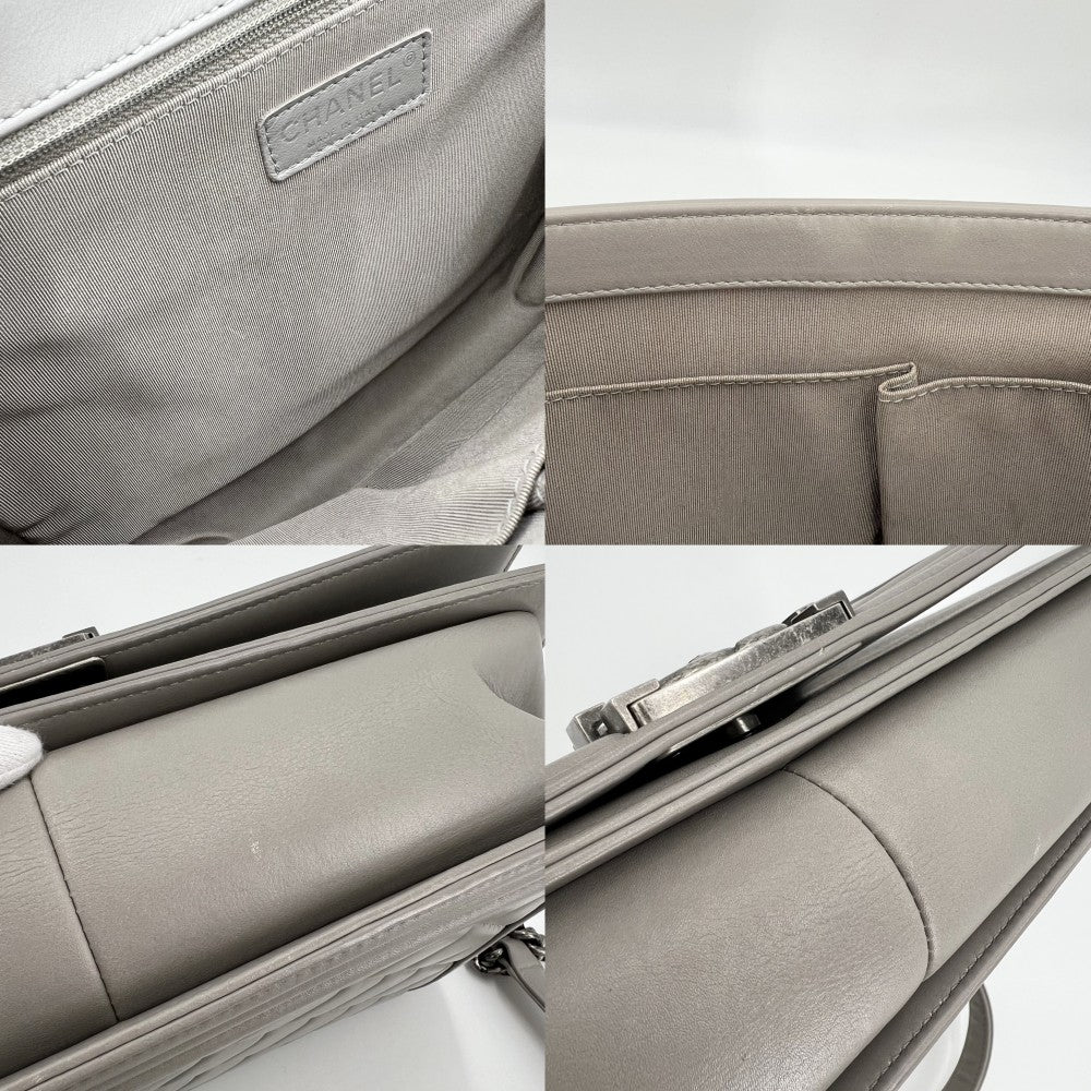 CHANEL シャネル ショルダーバッグ マトラッセ ラージ ボーイシャネル ココマーク BOY CHANEL ラムスキン グレー系 シルバー金具 レディース【中古品】