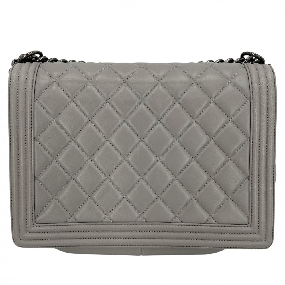 CHANEL シャネル ショルダーバッグ マトラッセ ラージ ボーイシャネル ココマーク BOY CHANEL ラムスキン グレー系 シルバー金具 レディース【中古品】