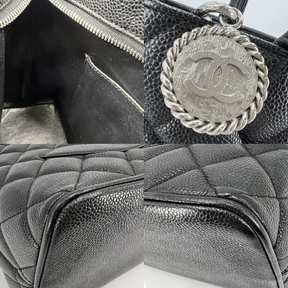 【開店SALE】 CHANEL シャネル ハンドバッグ マトラッセ 復刻トート トートバッグ ココマーク キャビアスキン ブラック 黒 シルバー金具 レディース【中古品】