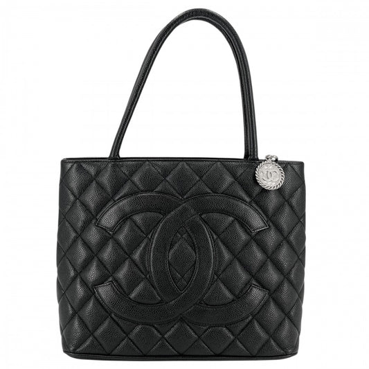 【開店SALE】 CHANEL シャネル ハンドバッグ マトラッセ 復刻トート トートバッグ ココマーク キャビアスキン ブラック 黒 シルバー金具 レディース【中古品】