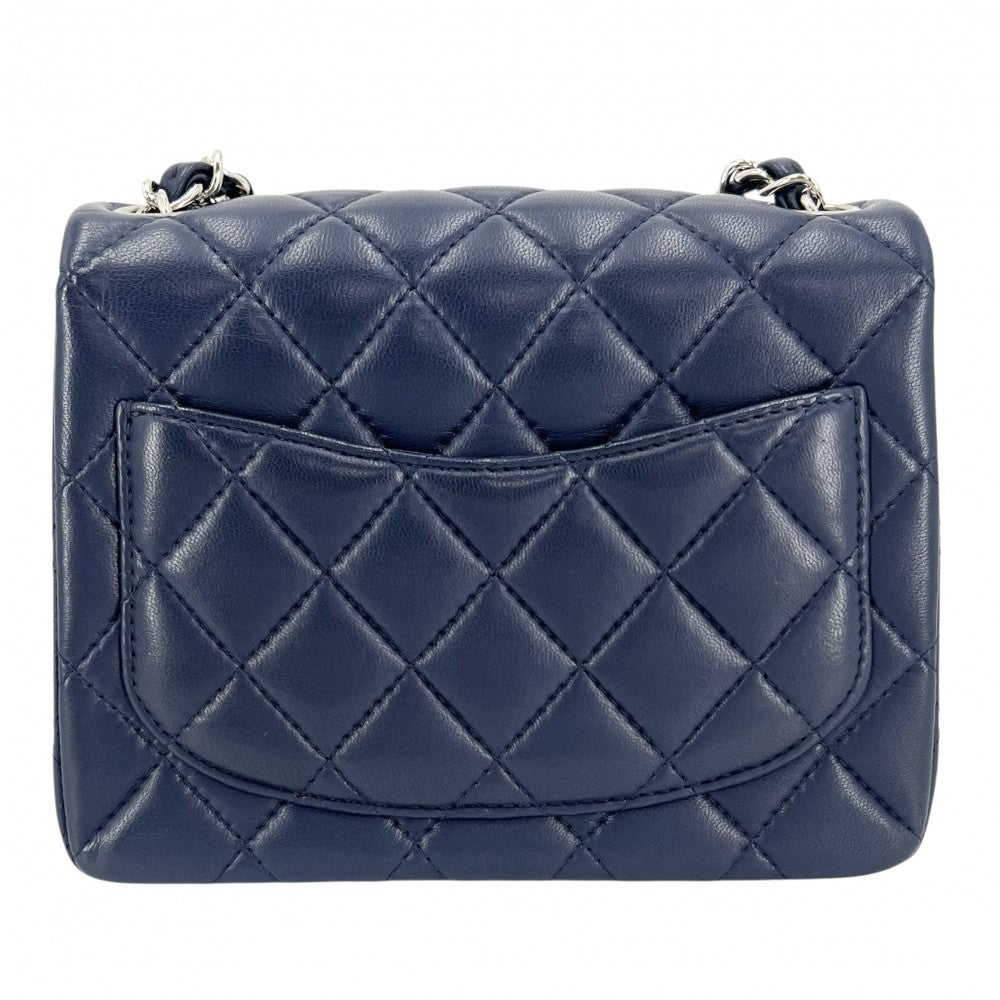 CHANEL シャネル ショルダーバッグ ミニマトラッセ ターンロック シングルチェーン シングルフラップ ココマーク ラムスキン ブルー系 シルバー金具 レディース【中古品】