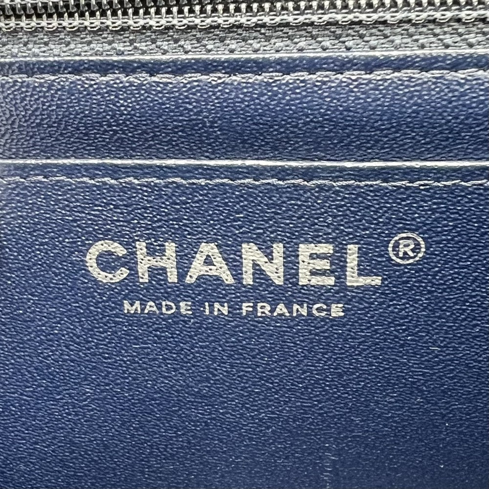 CHANEL シャネル ショルダーバッグ ミニマトラッセ ターンロック シングルチェーン シングルフラップ ココマーク ラムスキン ブルー系 シルバー金具 レディース【中古品】