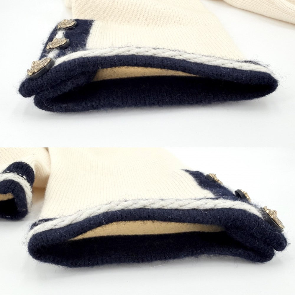 【開店SALE】 CHANEL シャネル カーディガン ニット ココマーク ココボタン ヴィンテージ アパレル 服 36 P37399K02429 ホワイト 白 ネイビー 紺 ゴールド金具 春 秋 冬 カシミヤ レディース【中古品】