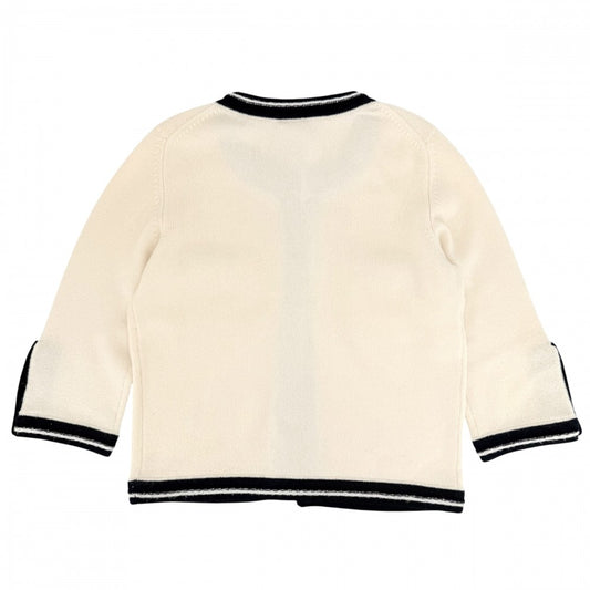 【秋物特集】 CHANEL シャネル カーディガン ニット ココマーク ココボタン ヴィンテージ アパレル 服 36 P37399K02429 ホワイト 白 ネイビー 紺 ゴールド金具 春 秋 冬 カシミヤ レディース【中古品】