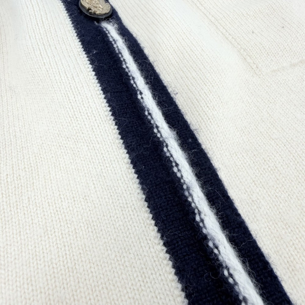【開店SALE】 CHANEL シャネル カーディガン ニット ココマーク ココボタン ヴィンテージ アパレル 服 36 P37399K02429 ホワイト 白 ネイビー 紺 ゴールド金具 春 秋 冬 カシミヤ レディース【中古品】