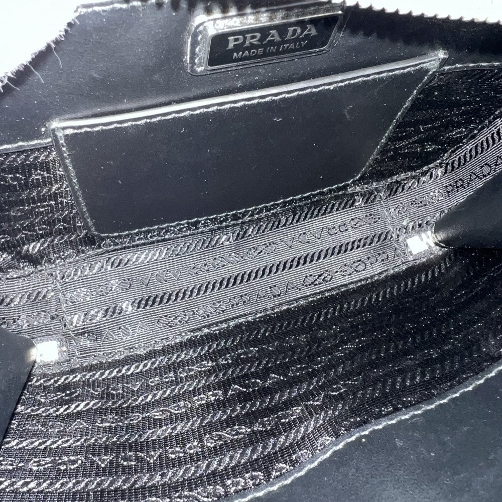 PRADA プラダ ショルダーバッグ Re-Nylon ブリック トライアングルロゴ メンズ レディース 2VH173 レザー ブラック 黒 シルバー金具 ユニセックス【中古品】