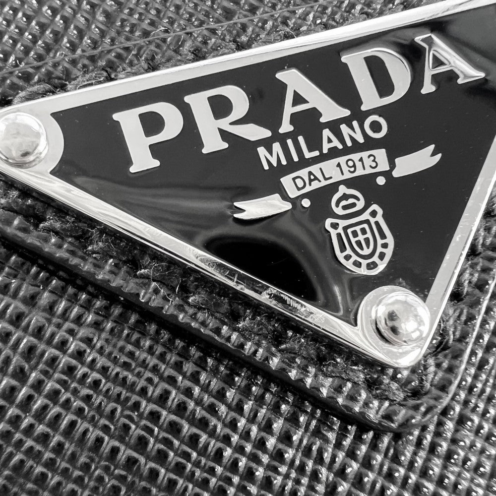 PRADA プラダ ショルダーバッグ Re-Nylon ブリック トライアングルロゴ メンズ レディース 2VH173 レザー ブラック 黒 シルバー金具 ユニセックス【中古品】