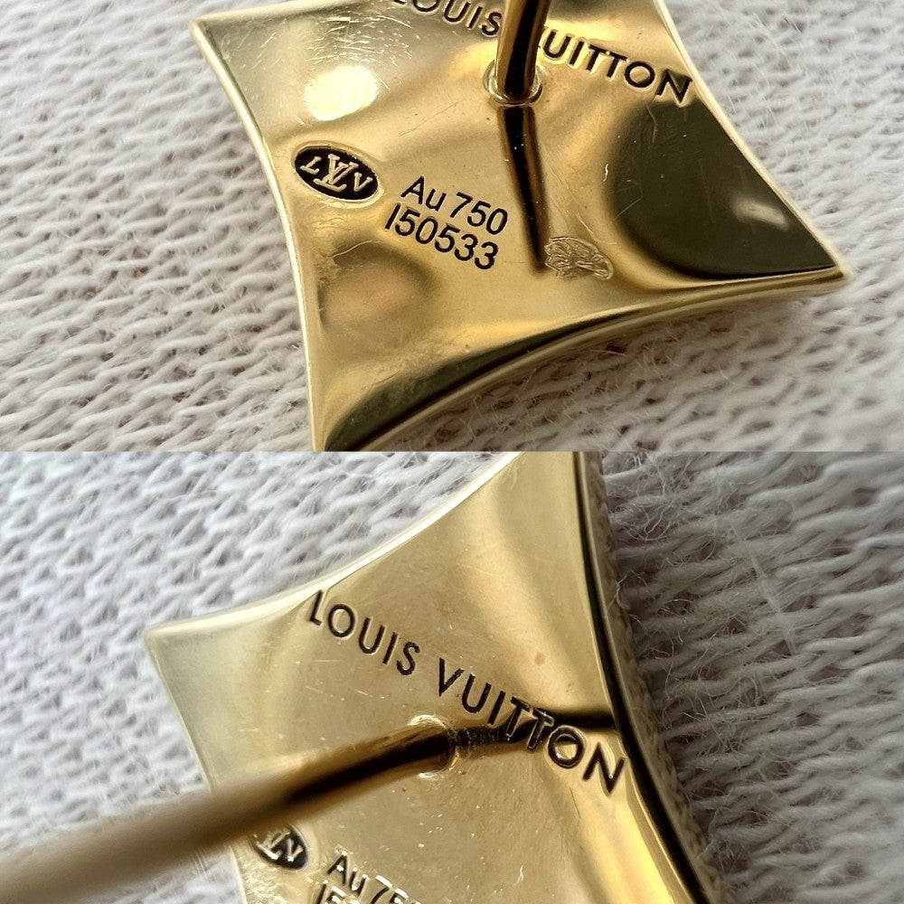 LOUIS VUITTON ルイヴィトン ピアス スター カラー ブロッサム BB ジュエリー アクセサリー Au750 18金 PG K18イエローゴールド オニキス Q16639 ブラック 黒 レディース 約1.8g【中古品】