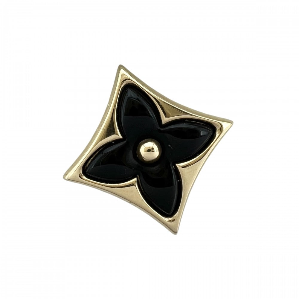 LOUIS VUITTON ルイヴィトン ピアス スター カラー ブロッサム BB ジュエリー アクセサリー Au750 18金 PG K18イエローゴールド オニキス Q16639 ブラック 黒 レディース 約1.8g【中古品】