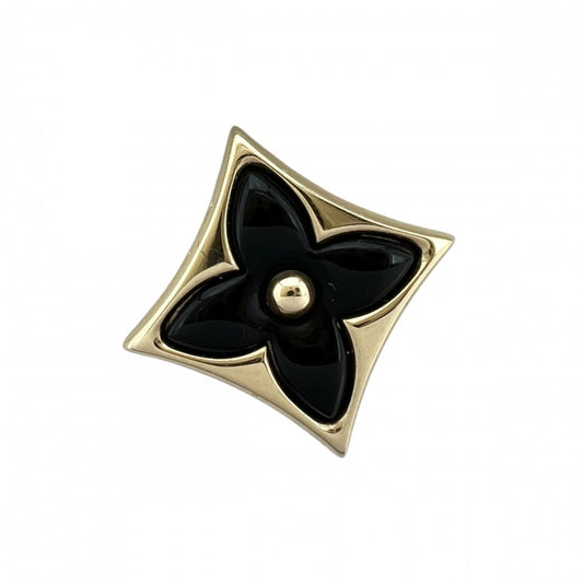【開店SALE】 LOUIS VUITTON ルイヴィトン ピアス スター カラー ブロッサム BB ジュエリー アクセサリー Au750 18金 PG K18イエローゴールド オニキス Q16639 ブラック 黒 レディース 約1.8g【中古品】