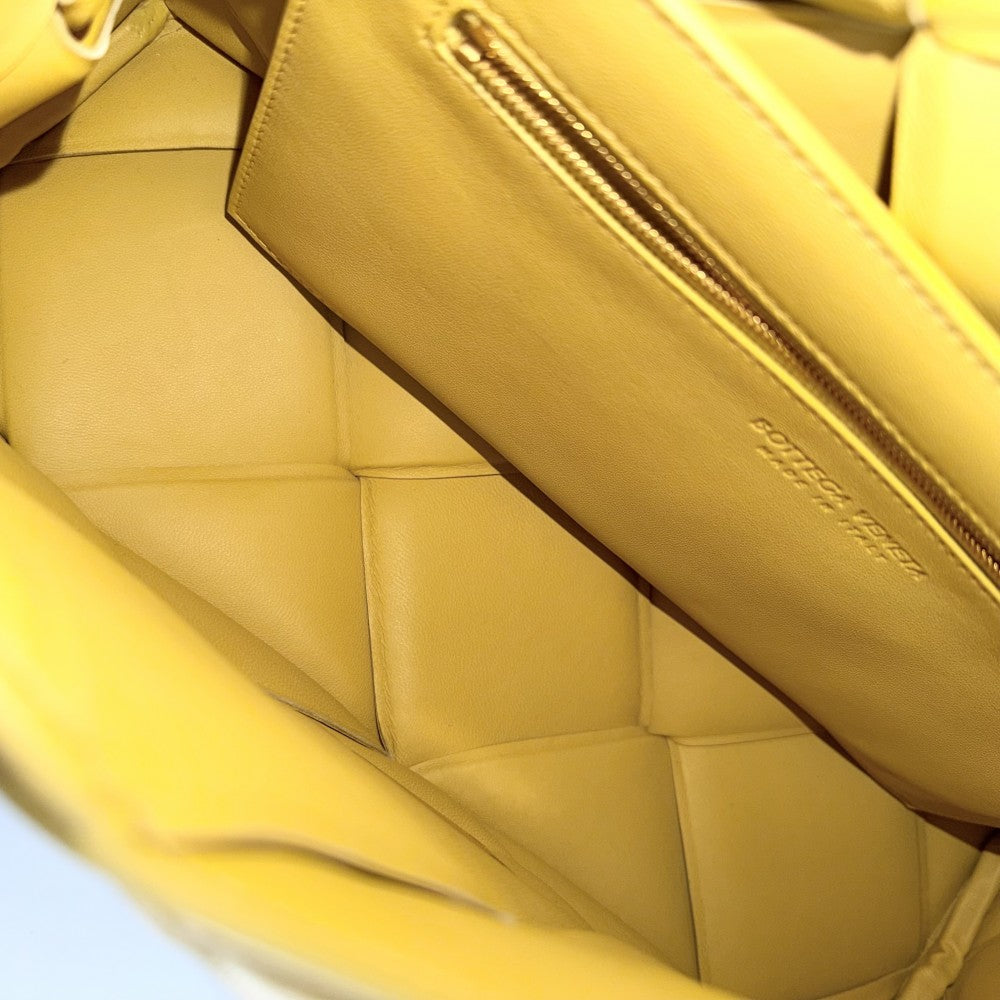 BOTTEGAVENETA ボッテガヴェネタ 2WAY マキシイントレチャート ショルダーバッグ ハンドバッグ トップハンドル 629313 レザー イエロー ゴールド金具 レディース【中古品】