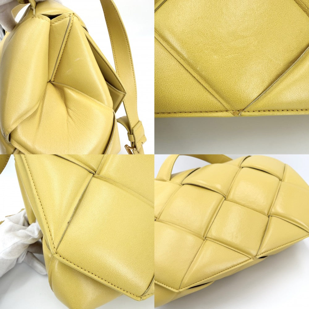 BOTTEGAVENETA ボッテガヴェネタ 2WAY マキシイントレチャート ショルダーバッグ ハンドバッグ トップハンドル 629313 レザー イエロー ゴールド金具 レディース【中古品】