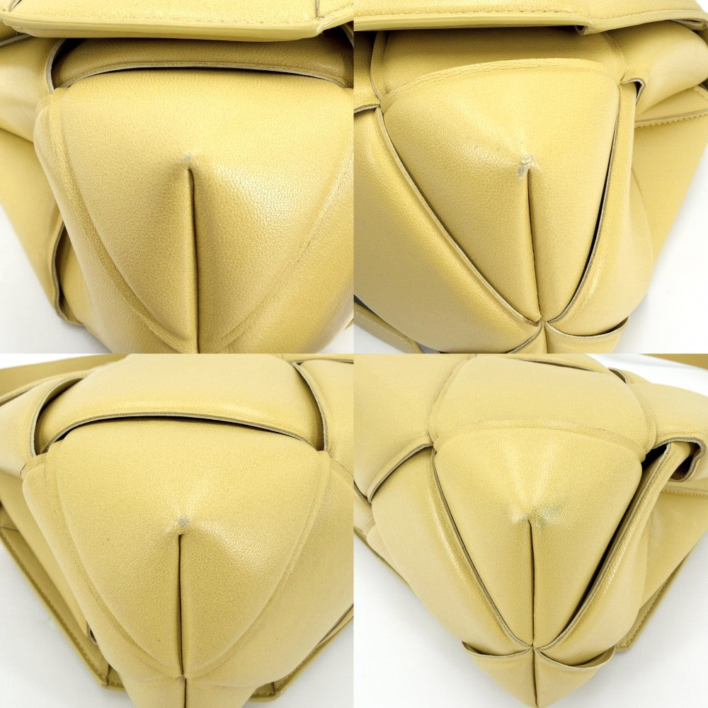 BOTTEGAVENETA ボッテガヴェネタ 2WAY マキシイントレチャート ショルダーバッグ ハンドバッグ トップハンドル 629313 レザー イエロー ゴールド金具 レディース【中古品】
