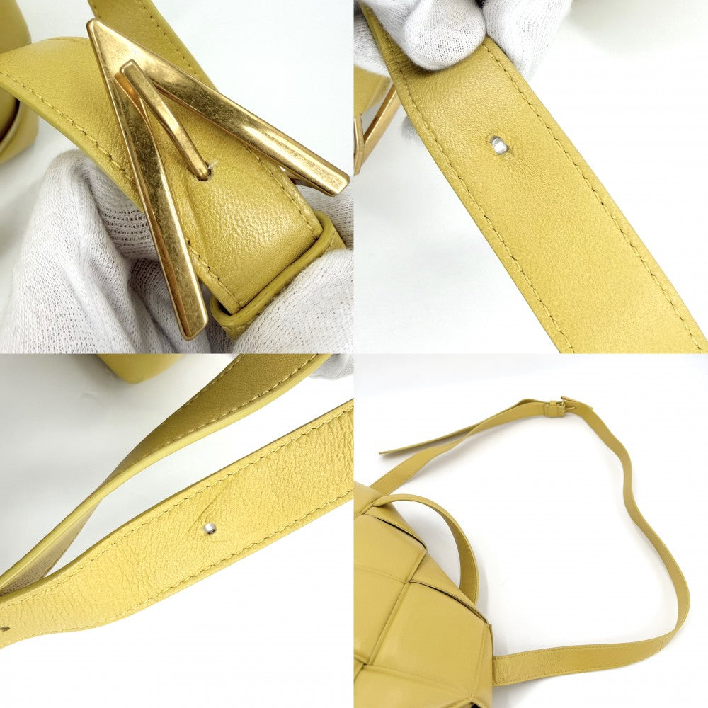 BOTTEGAVENETA ボッテガヴェネタ 2WAY マキシイントレチャート ショルダーバッグ ハンドバッグ トップハンドル 629313 レザー イエロー ゴールド金具 レディース【中古品】