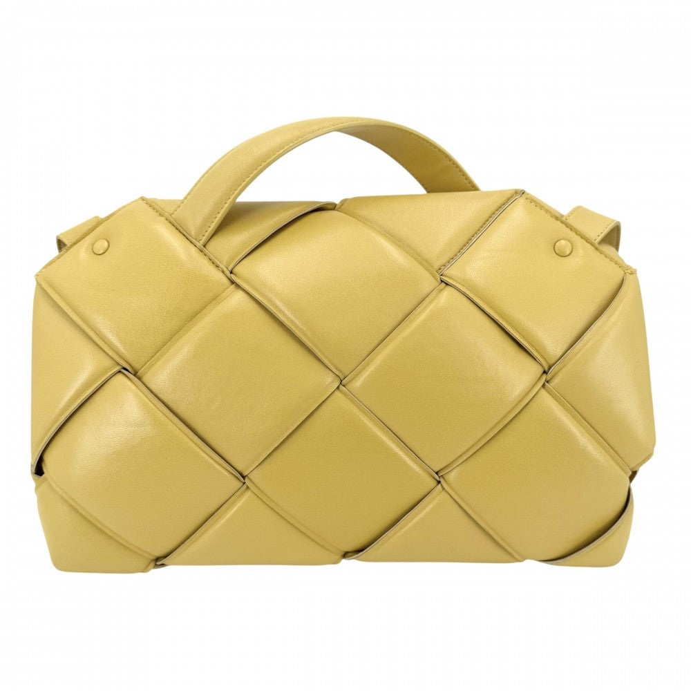 BOTTEGAVENETA ボッテガヴェネタ 2WAY マキシイントレチャート ショルダーバッグ ハンドバッグ トップハンドル 629313 レザー イエロー ゴールド金具 レディース【中古品】