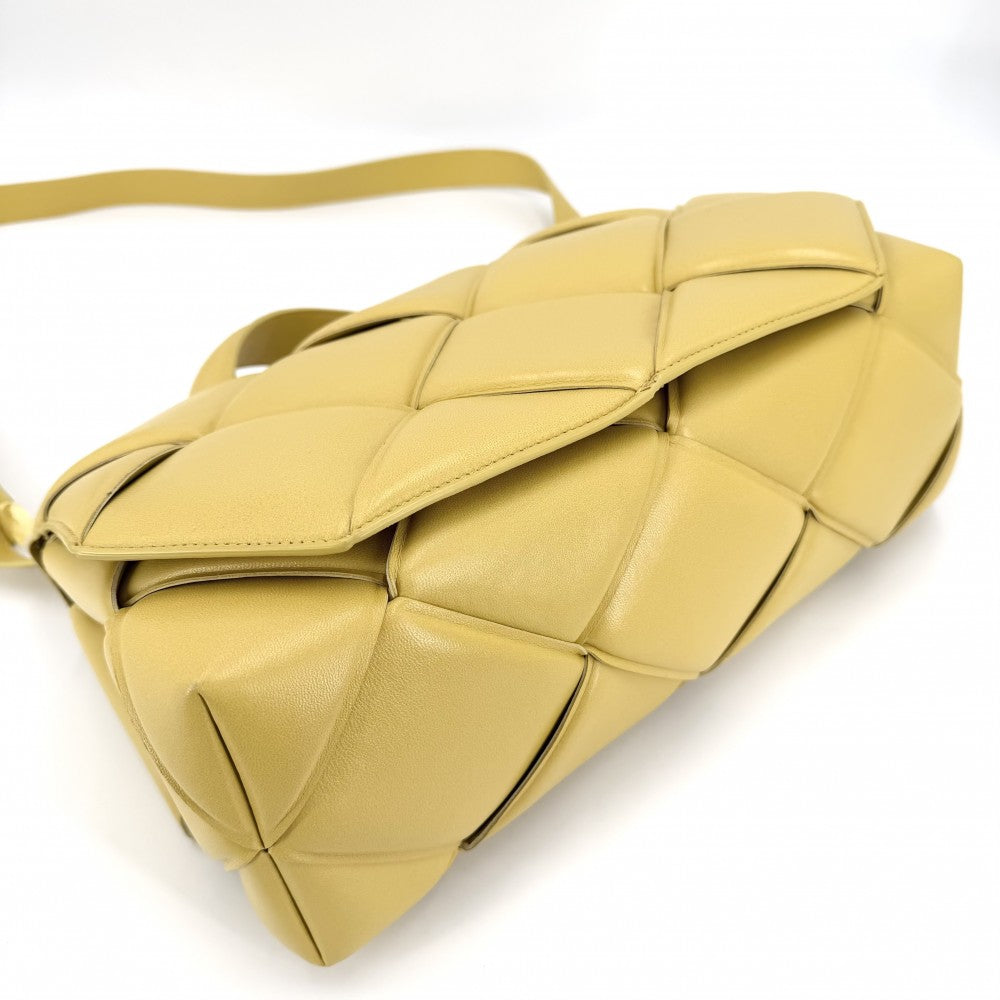BOTTEGAVENETA ボッテガヴェネタ 2WAY マキシイントレチャート ショルダーバッグ ハンドバッグ トップハンドル 629313 レザー イエロー ゴールド金具 レディース【中古品】
