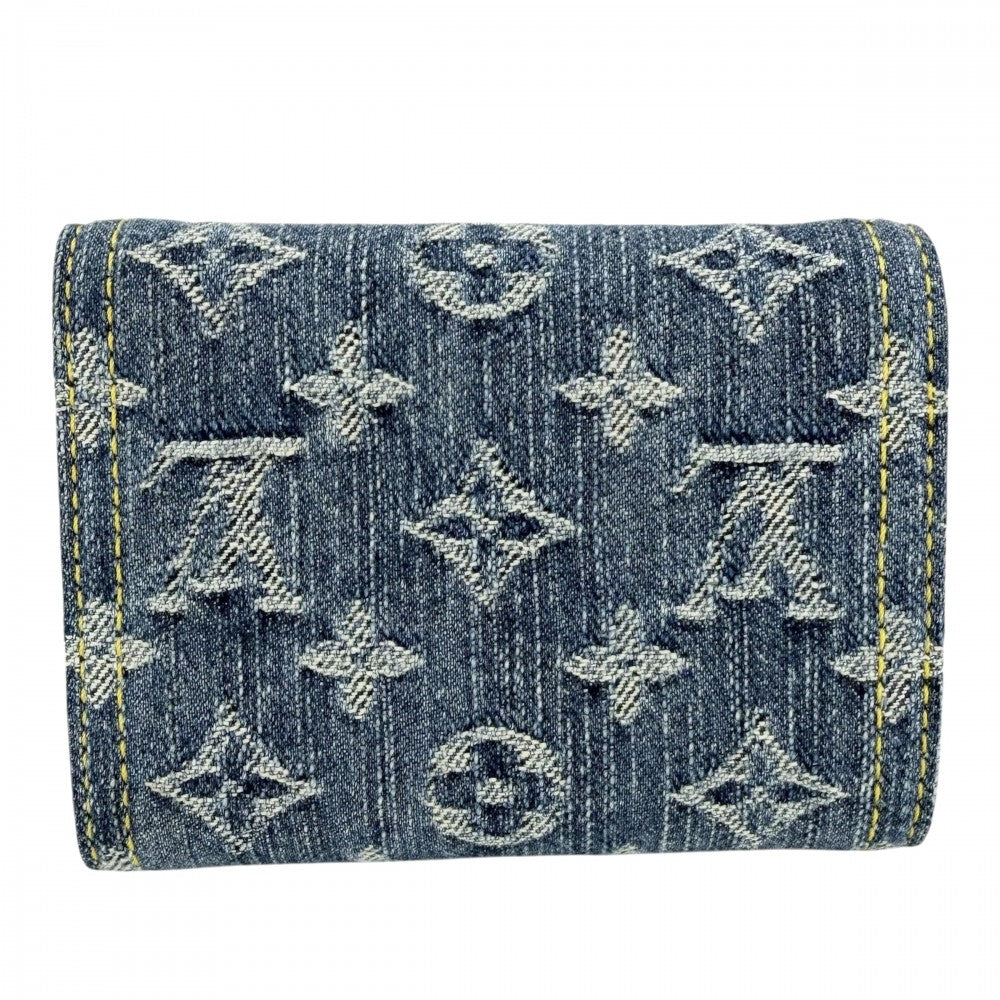 【開店SALE】 LOUIS VUITTON ルイヴィトン 二つ折り財布 モノグラムデニム ポルトフォイユ・ヴィクトリーヌ ミニウォレット ミニ財布 コンパクトウォレット M13212 ブルー 青 ゴールド金具 レディース【中古品】