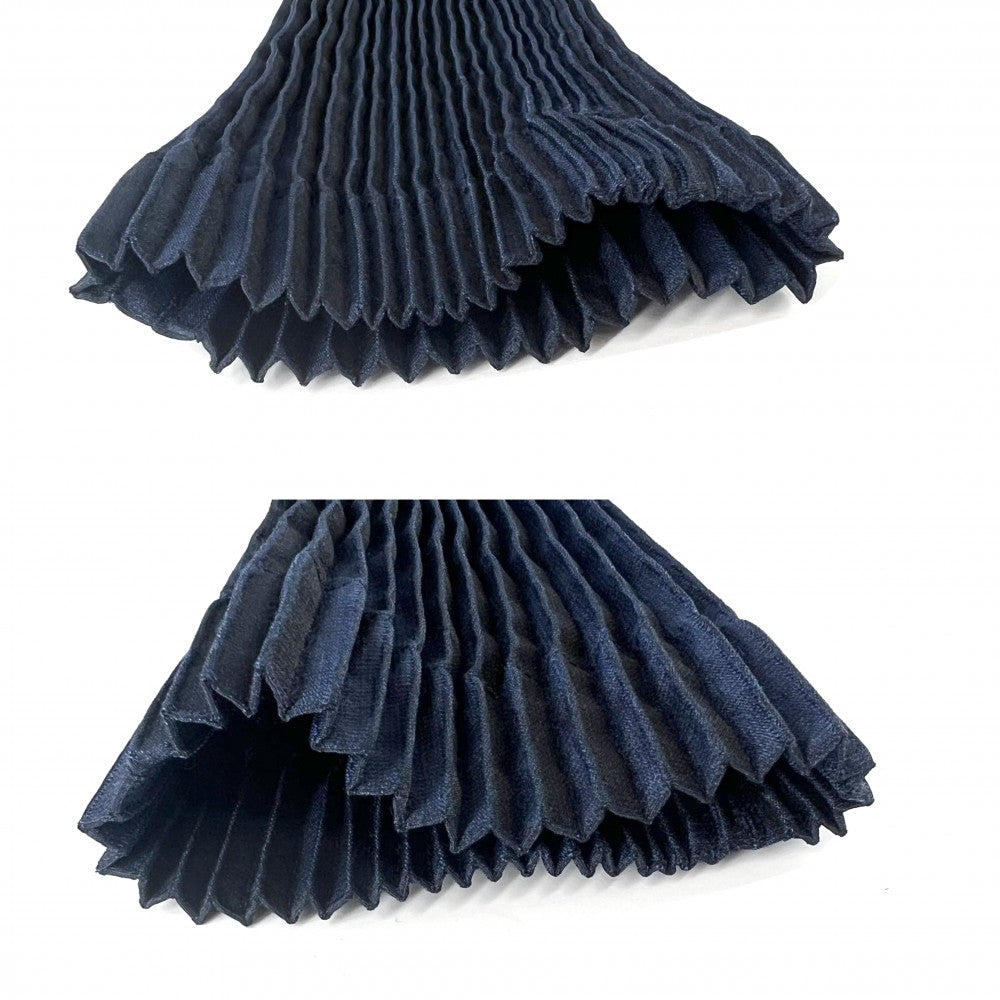 【開店SALE】 ISSEY MIYAKE イッセイミヤケ コート ストレッチプリーツ ジャケット風 トップス アパレル 服 サイズ2 ネイビー 紺 春 夏 秋 ポリエステル コットン ポリウレタン レディース【中古品】