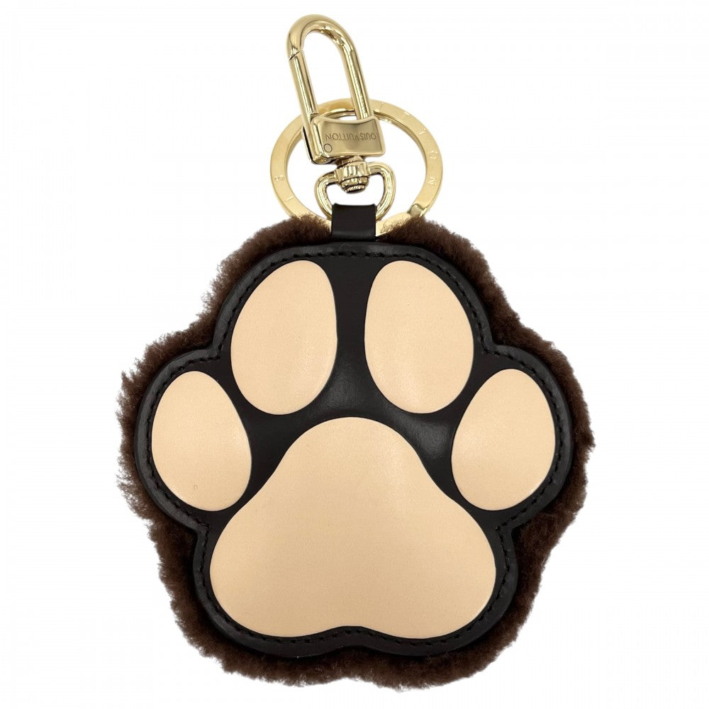 【開店SALE】 LOUIS VUITTON ルイヴィトン バッグチャーム LVパウ 肉球 フルールドゥ モノグラム キーホルダー ファー レザー M02292 ブラウン 茶 ゴールド金具 レディース【中古品】