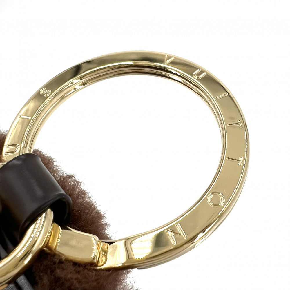 【開店SALE】 LOUIS VUITTON ルイヴィトン バッグチャーム LVパウ 肉球 フルールドゥ モノグラム キーホルダー ファー レザー M02292 ブラウン 茶 ゴールド金具 レディース【中古品】