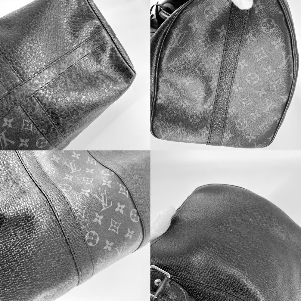 【開店SALE】 LOUIS VUITTON ルイヴィトン ボストンバッグ 2WAY ショルダーバッグ タイガラマ キーポルバンドリエール50 Keepall Bandouliere50 トラベルバッグ 旅行バッグ M53763 ブラック 黒 シルバー金具 メンズ【中古品】