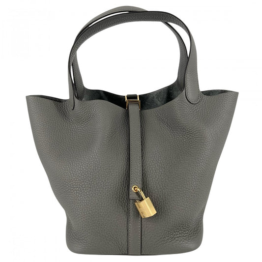 【開店SALE】 HERMES エルメス ハンドバッグ ピコタンロックMM グレー U刻印 トリヨン エタン ゴールド金具 レディース 2022年【中古品】