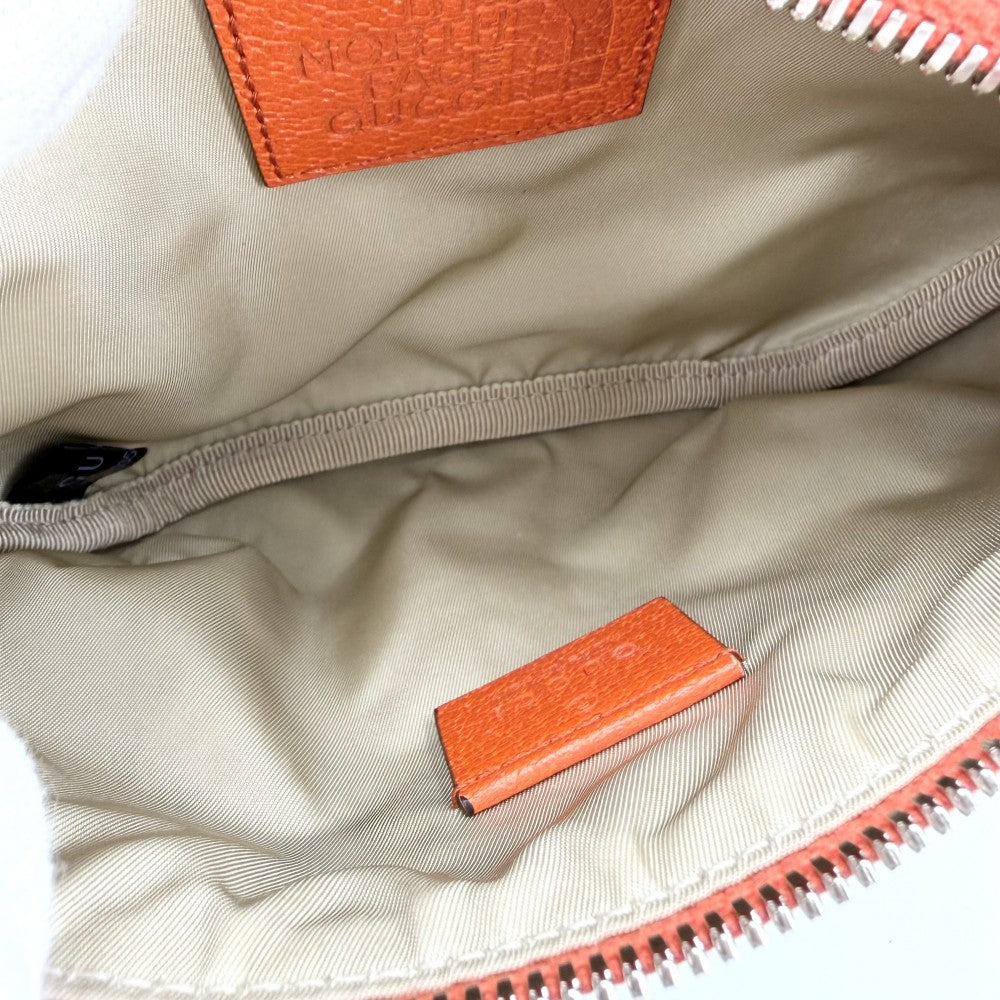 【開店SALE】 GUCCI グッチ ウエストバッグ ノースフェイスコラボ ボディバッグ THE NORTH FACE かばん 鞄 650299 GGキャンバス レザー ベージュ オレンジ シルバー金具 メンズ【中古品】