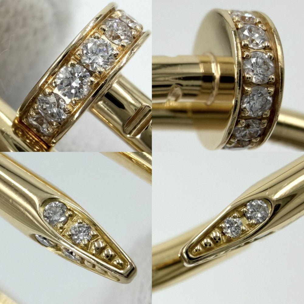 CARTIER カルティエ バングル ブレスレット ジュストアンクル スモールモデル 釘 18金 Au750 ジュエリー アクセサリー 14サイズ K18イエローゴールド ダイヤモンド0.18ct B6066114 レディース 約7.9g【中古品】
