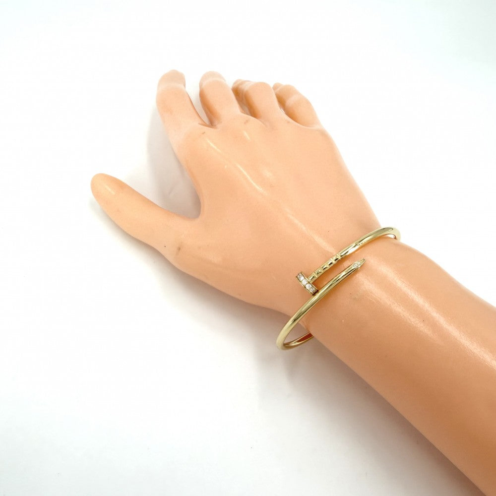 CARTIER カルティエ バングル ブレスレット ジュストアンクル スモールモデル 釘 18金 Au750 ジュエリー アクセサリー 14サイズ K18イエローゴールド ダイヤモンド0.18ct B6066114 レディース 約7.9g【中古品】