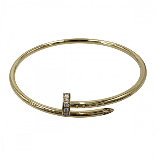 【開店SALE】 CARTIER カルティエ バングル ブレスレット ジュストアンクル スモールモデル 釘 18金 Au750 ジュエリー アクセサリー 14サイズ K18イエローゴールド ダイヤモンド0.18ct B6066114 レディース 約7.9g【中古品】