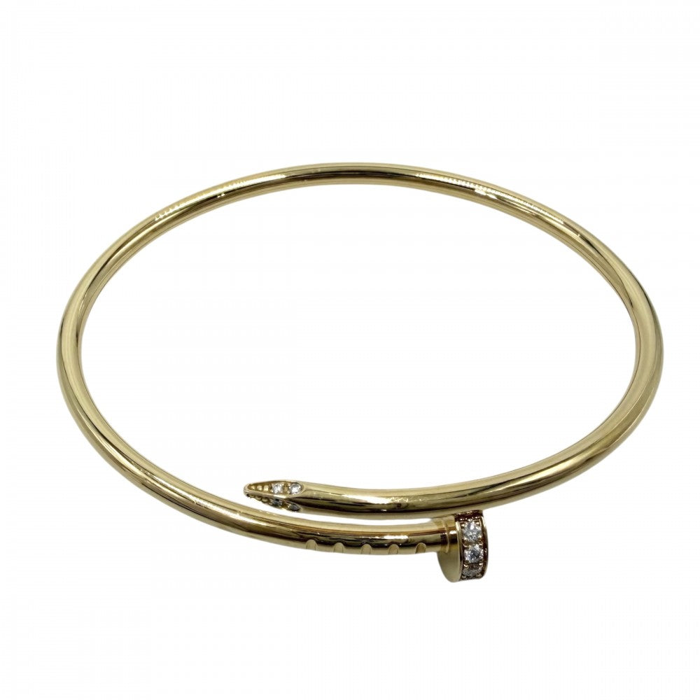 CARTIER カルティエ バングル ブレスレット ジュストアンクル スモールモデル 釘 18金 Au750 ジュエリー アクセサリー 14サイズ K18イエローゴールド ダイヤモンド0.18ct B6066114 レディース 約7.9g【中古品】