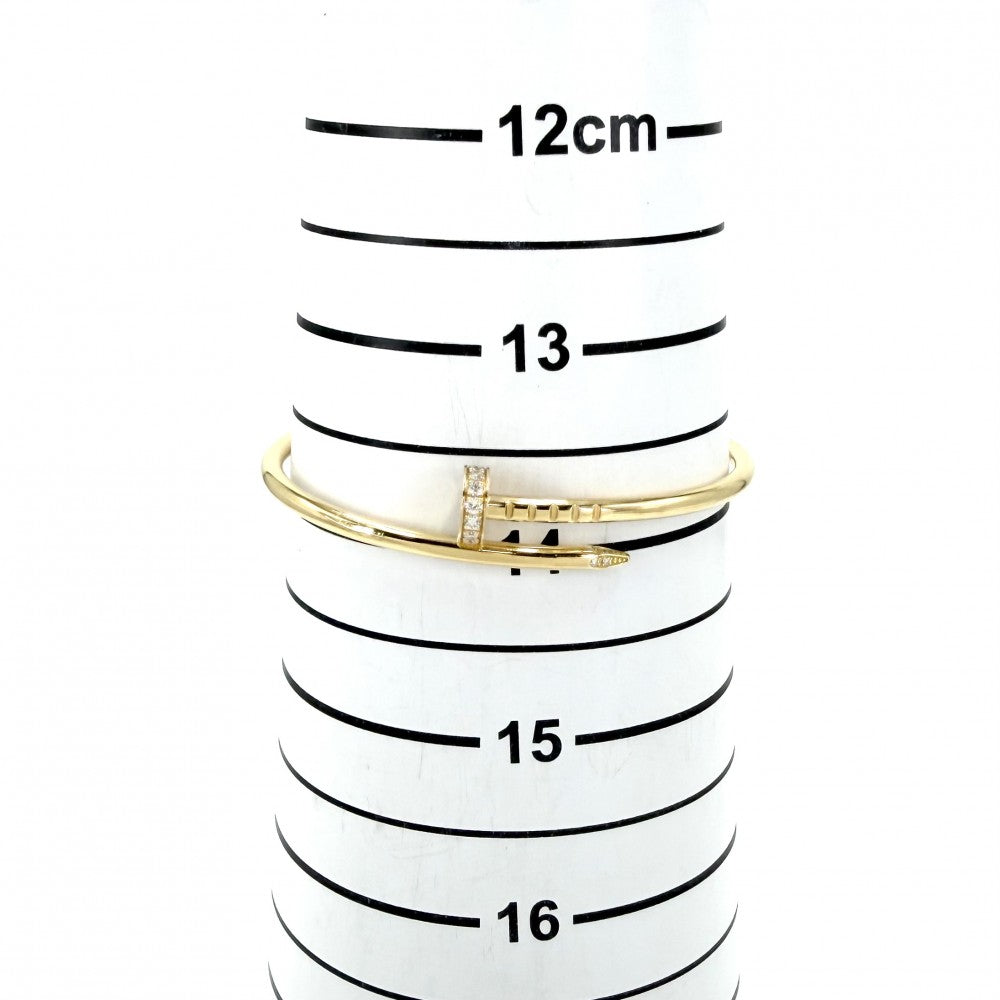 CARTIER カルティエ バングル ブレスレット ジュストアンクル スモールモデル 釘 18金 Au750 ジュエリー アクセサリー 14サイズ K18イエローゴールド ダイヤモンド0.18ct B6066114 レディース 約7.9g【中古品】