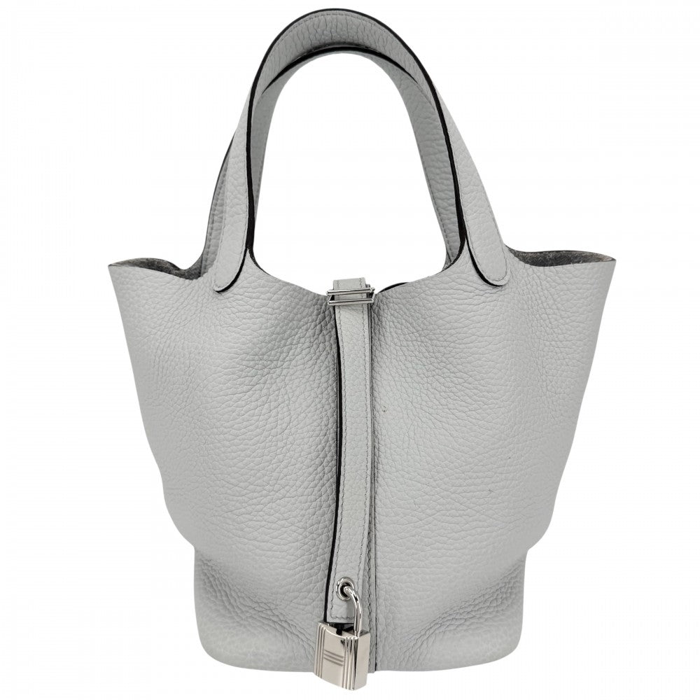 HERMES エルメス ハンドバッグ ピコタンロックPM ツイリー付き ライトブルー Z刻印 レザー ブルーペール シルバー金具 レディース 2021年【中古品】