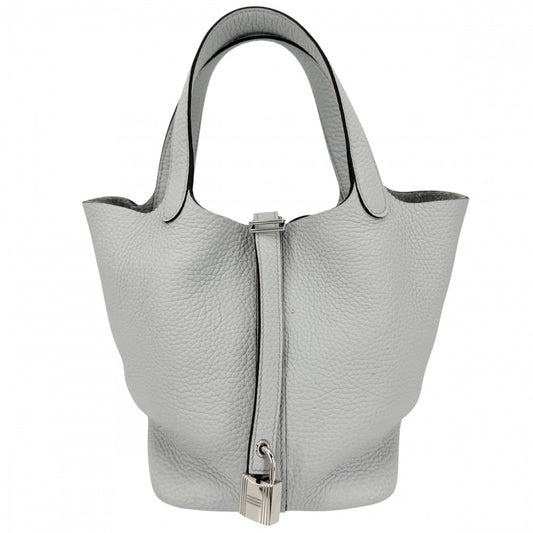 HERMES エルメス ハンドバッグ ピコタンロックPM ツイリー付き ライトブルー Z刻印 レザー ブルーペール シルバー金具 レディース 2021年【中古品】