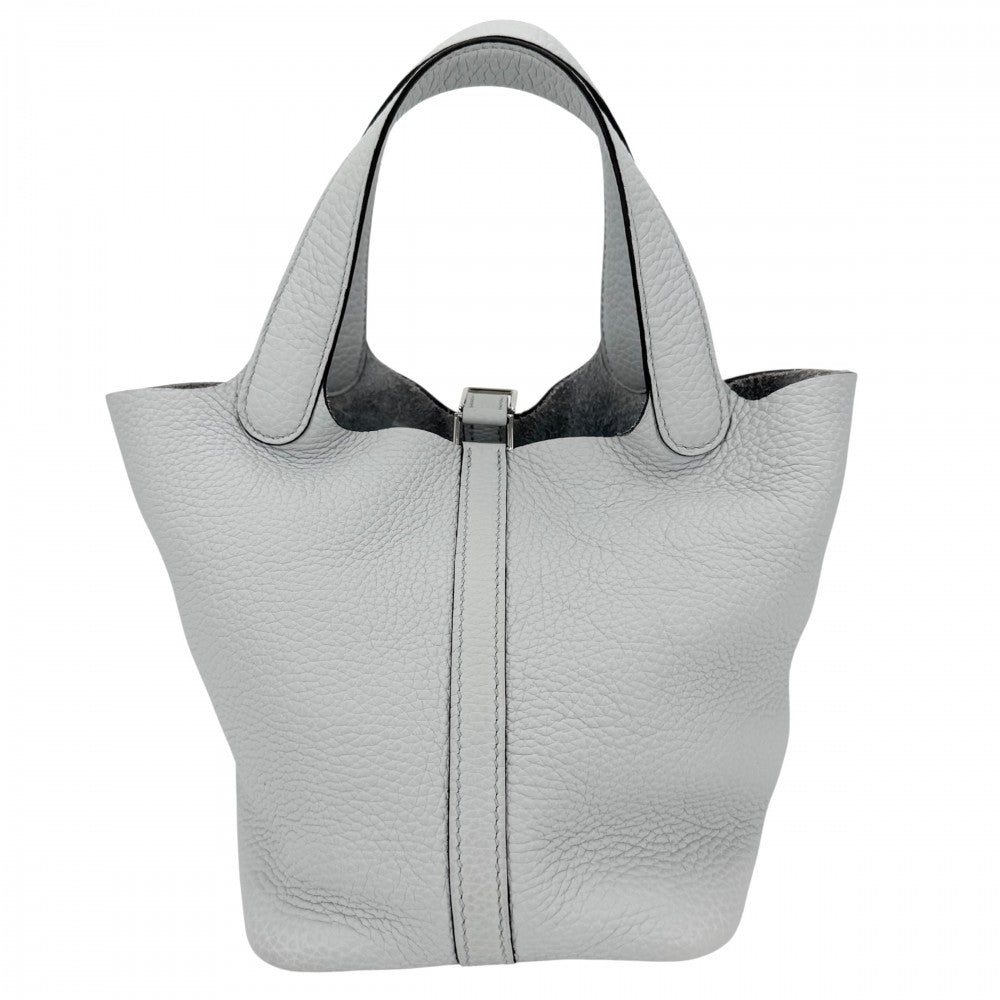 HERMES エルメス ハンドバッグ ピコタンロックPM ツイリー付き ライトブルー Z刻印 レザー ブルーペール シルバー金具 レディース 2021年【中古品】