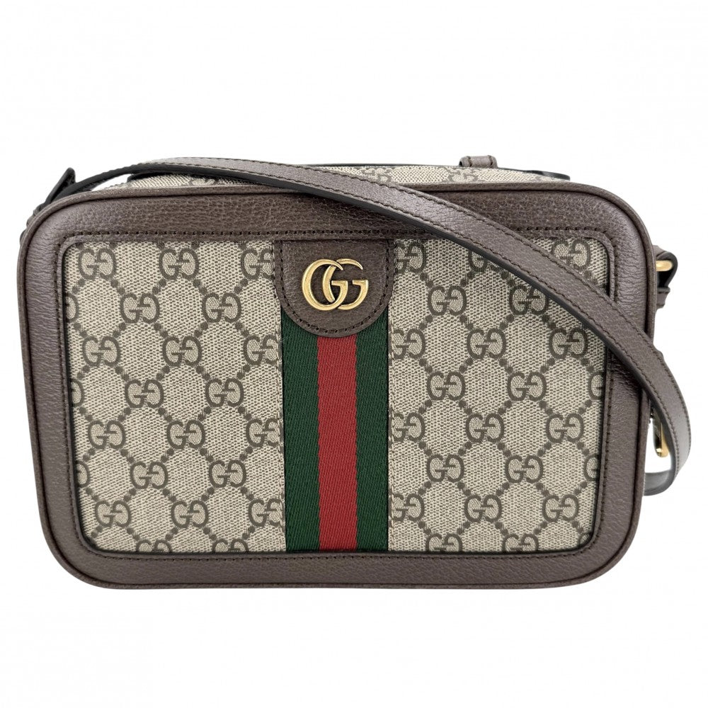 【開店SALE】 GUCCI グッチ ショルダーバッグ オフィディア スモール クロスボディバッグ 739392 GGスプリームキャンバス レザー ベージュ ブラウン 茶 シルバー金具 メンズ【中古品】