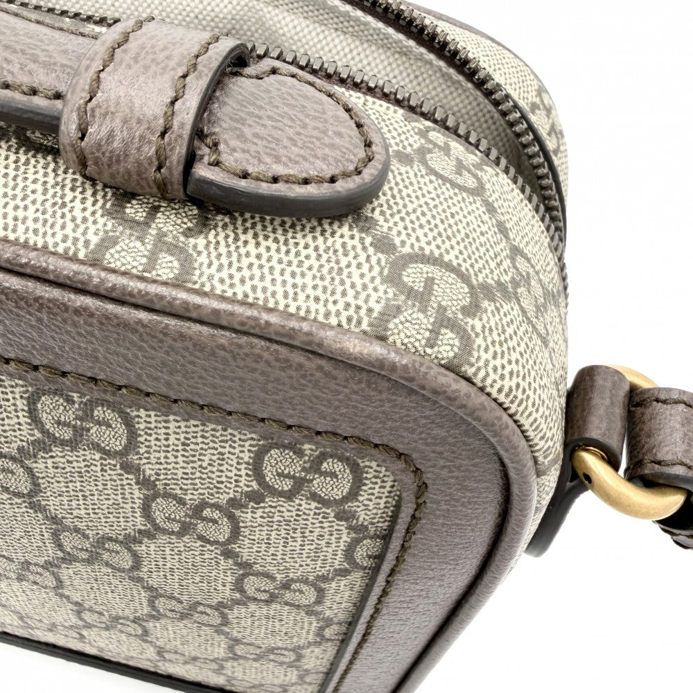 【開店SALE】 GUCCI グッチ ショルダーバッグ オフィディア スモール クロスボディバッグ 739392 GGスプリームキャンバス レザー ベージュ ブラウン 茶 シルバー金具 メンズ【中古品】