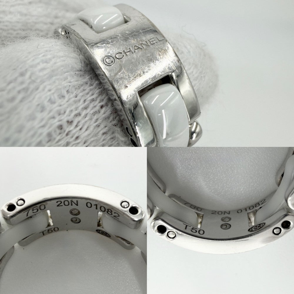 CHANEL シャネル 指輪 リング ウルトラ ジュエリー アクセサリー Au750 18金WG 56サイズ K18ホワイトゴールド セラミック 約9.5号 ホワイト 白 シルバー レディース 約9.9g【中古品】