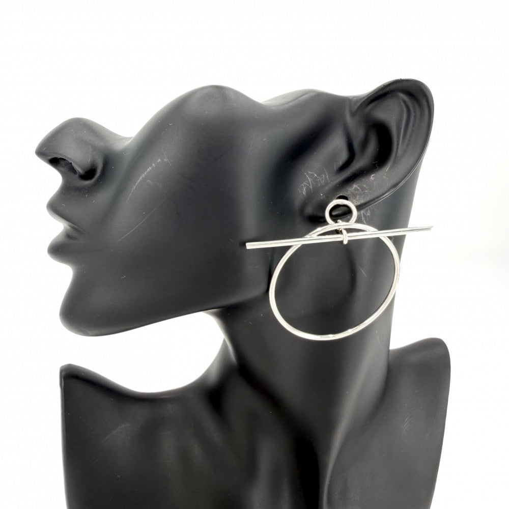 【開店SALE】 HERMES エルメス ピアス ループMM フープ アクセサリー ジュエリー シルバー925 レディース 約11.7g【中古品】