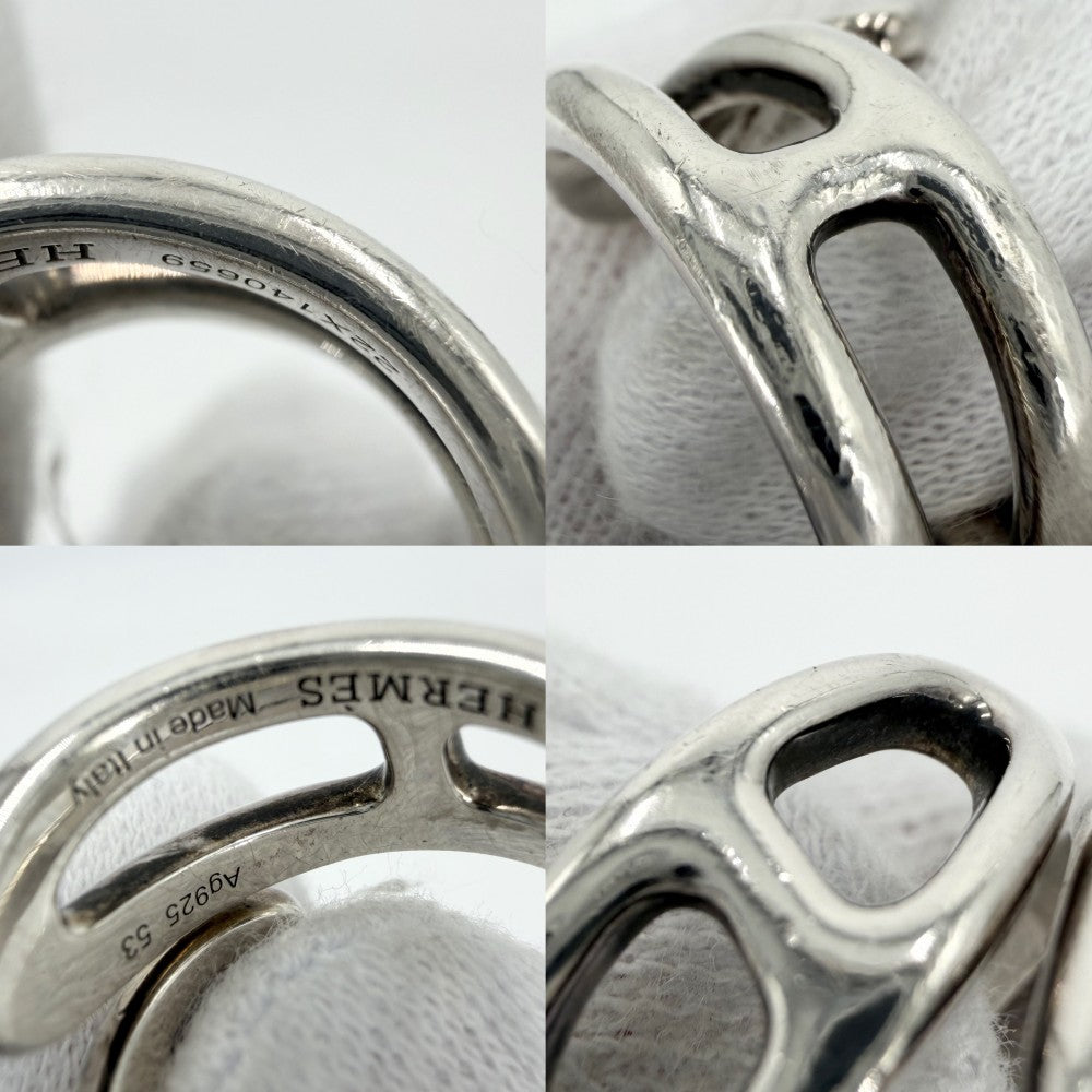 【開店SALE】 HERMES エルメス 指輪 シェーヌダンクル ツイストリング アクセサリー ジュエリー 小物 53サイズ シルバー925 約12.5号 メンズ 約8.2g【中古品】