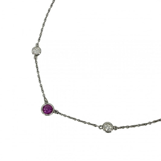 【開店SALE】 TIFFANY&Co. ティファニー ネックレス エルサペレッティ カラーバイザヤード ジュエリー アクセサリー Pt950プラチナ ピンクサファイア ピンク レディース 約2.9g【中古品】