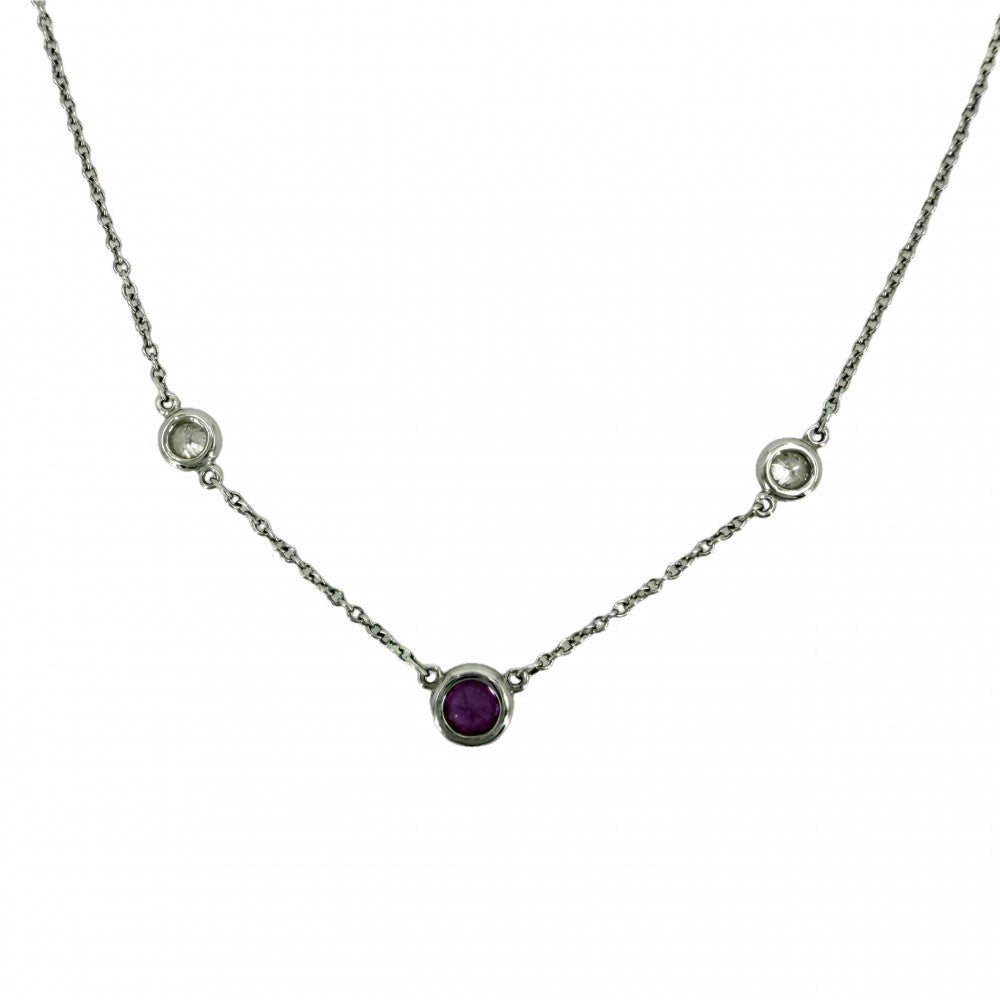 TIFFANY&Co. ティファニー ネックレス エルサペレッティ カラーバイザヤード ジュエリー アクセサリー Pt950プラチナ ピンクサファイア ピンク レディース 約2.9g【中古品】