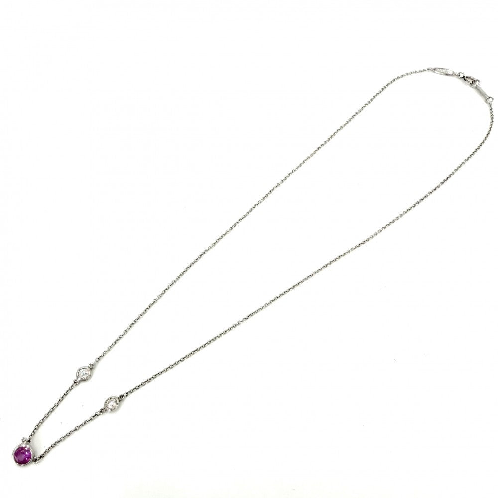 TIFFANY&Co. ティファニー ネックレス エルサペレッティ カラーバイザヤード ジュエリー アクセサリー Pt950プラチナ ピンクサファイア ピンク レディース 約2.9g【中古品】