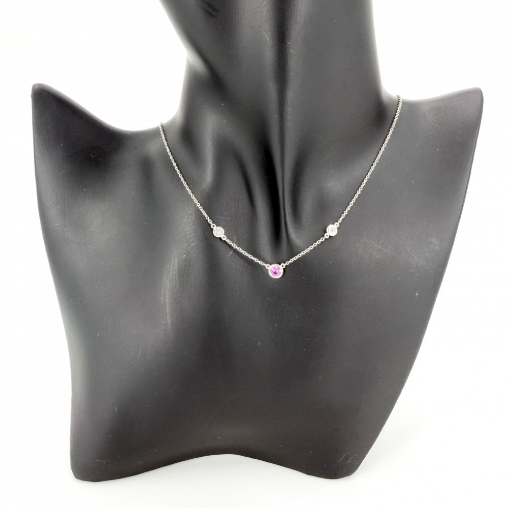TIFFANY&Co. ティファニー ネックレス エルサペレッティ カラーバイザヤード ジュエリー アクセサリー Pt950プラチナ ピンクサファイア ピンク レディース 約2.9g【中古品】