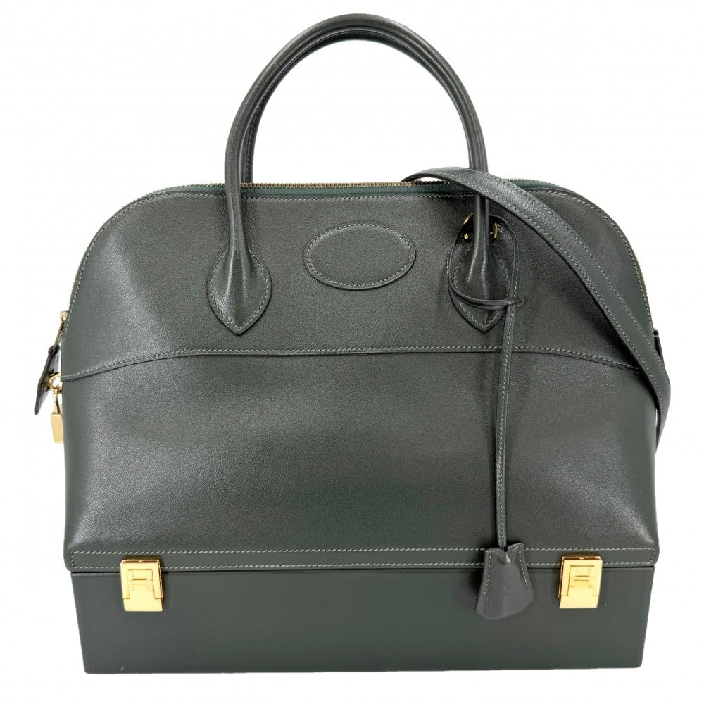 HERMES エルメス 2WAY マクファーソン ハンドバッグ ショルダーバッグ ○U刻印 レザー グリーン 緑 ゴールド金具 レディース 1991年【中古品】