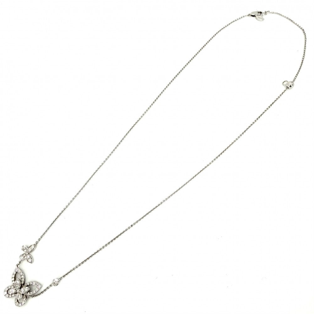 GRAFF グラフ ネックレス ダブル バタフライ シルエット ペンダント ジュエリー アクセサリー 18金WG Au750 K18ホワイトゴールド ダイヤモンド0.53ct レディース 約5.0g【中古品】